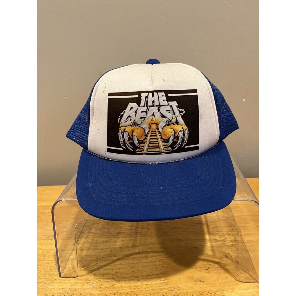 Vintage Kings Island The Beast Trucker Hat Blue Printed Snapback